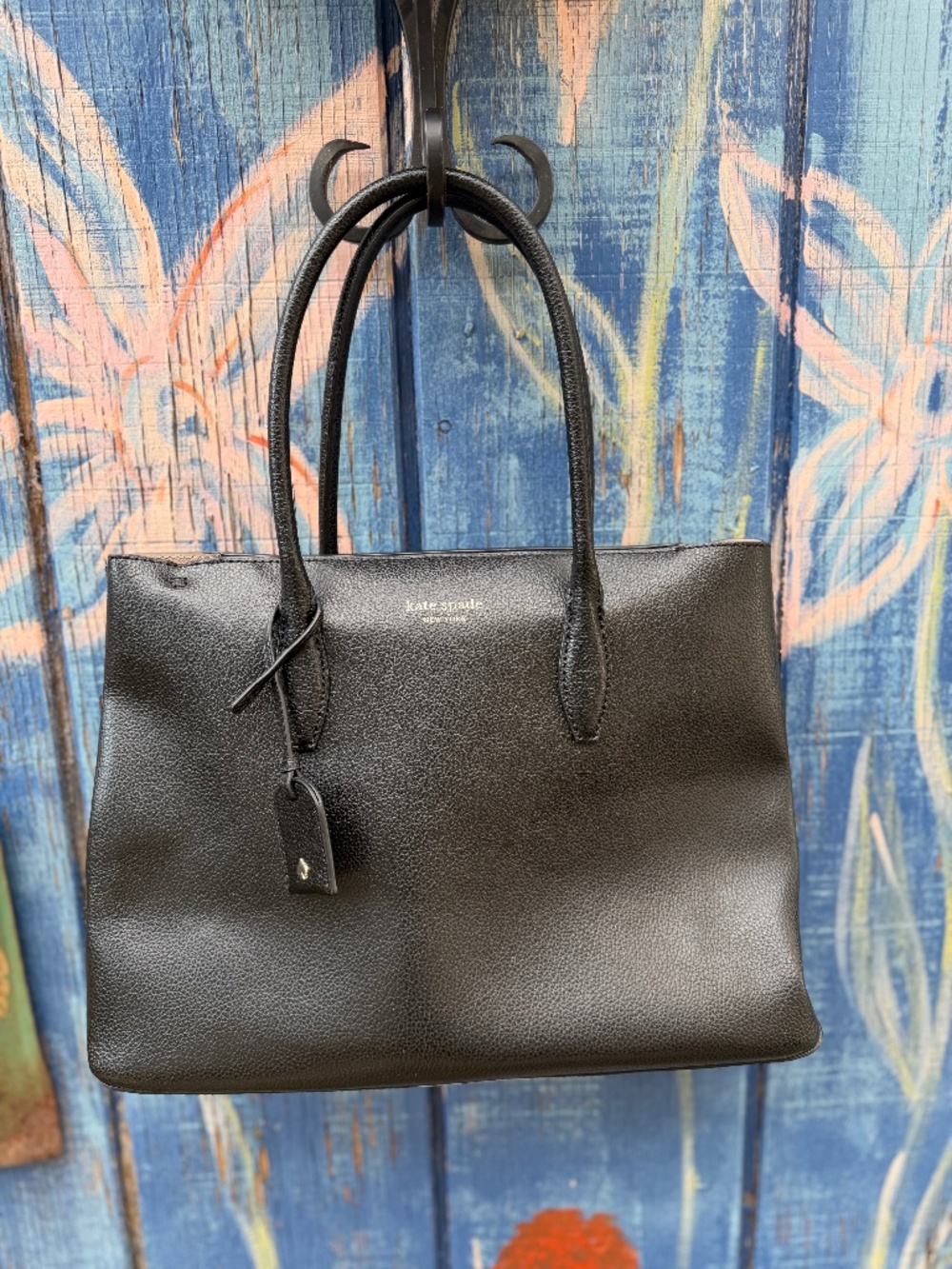 Kate Spade Eva Medium Zip Black Leather  Bag w/Bonus Kate Spade Compact Mirror